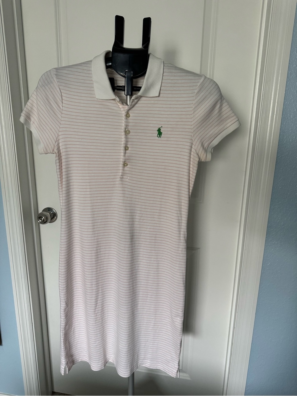 Ralph Lauren Cream and Pink Striped Polo Mini Dress